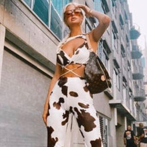 Belle Cow Print Tie Up Shirt 🐮